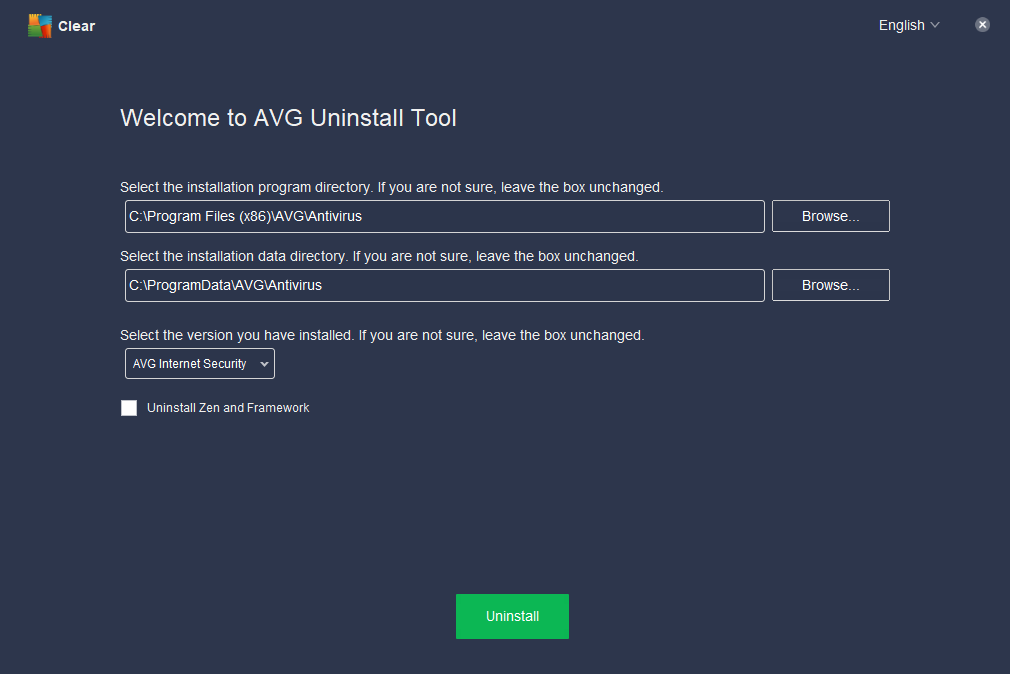 Uninstalling avg antivirus using avg clear