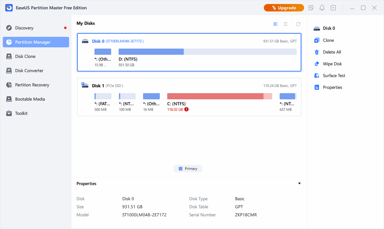 Easeus partition master free fix sectors